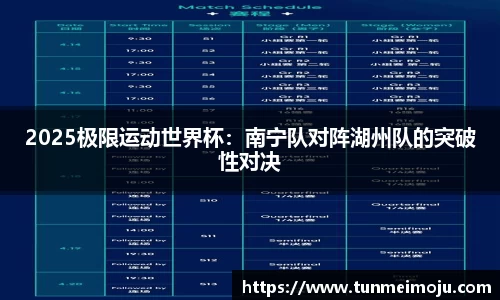 2025极限运动世界杯：南宁队对阵湖州队的突破性对决